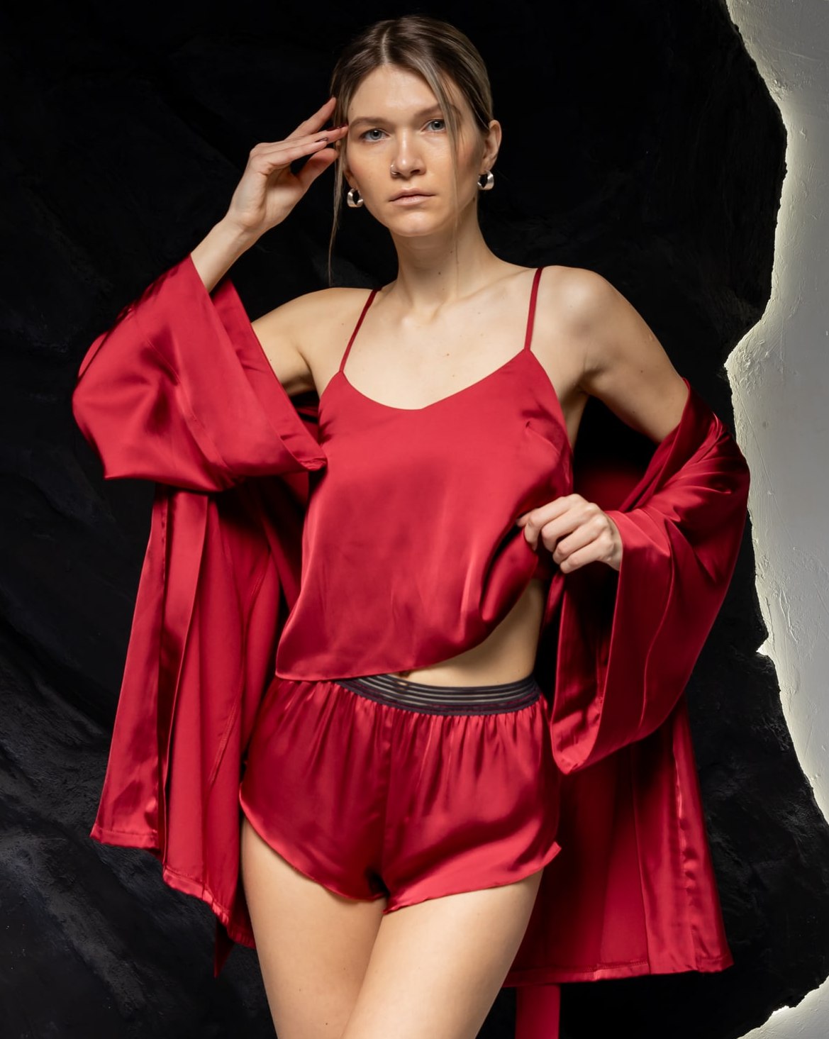 CELINE Піжама сатинова, Бургунді