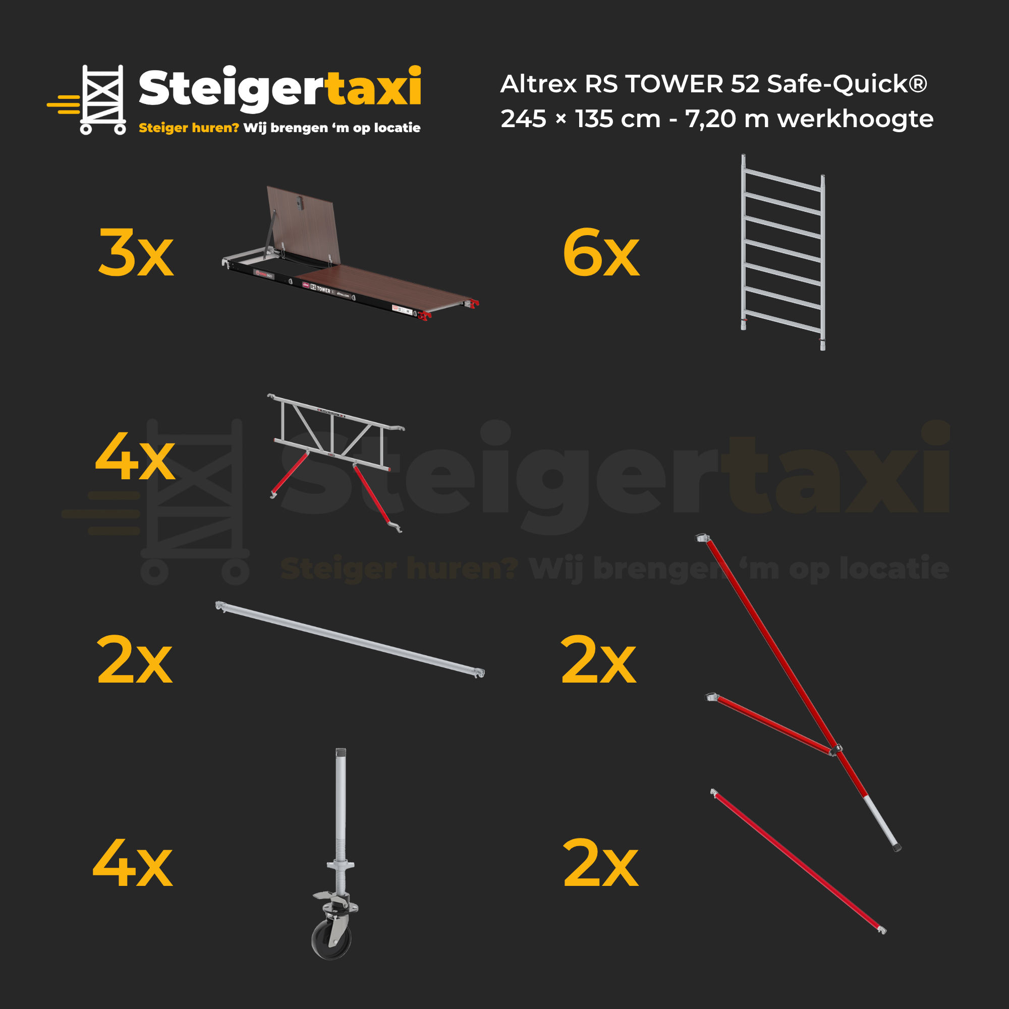Altrex RS TOWER 52 Safe-Quick® Rolsteiger huren - 245 × 135 cm - 7,20 m werkhoogte
