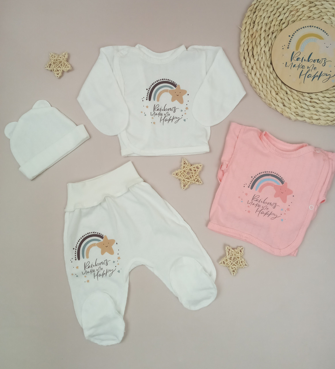 Комплект для новонародженого: розпашонка + повзунки + шапочка