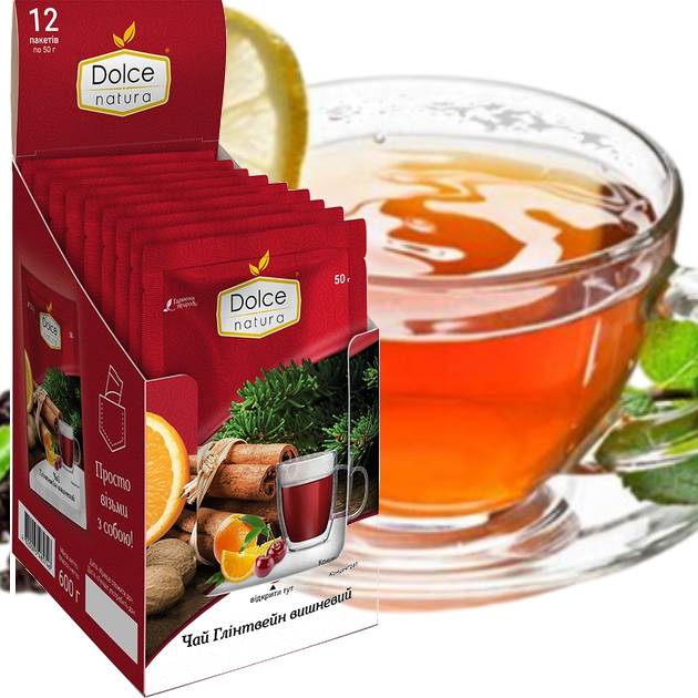 Чай концентрат  ТМ Dolce Natura «Глінтвейн вишневий», упаковка 12 штх50 гр.