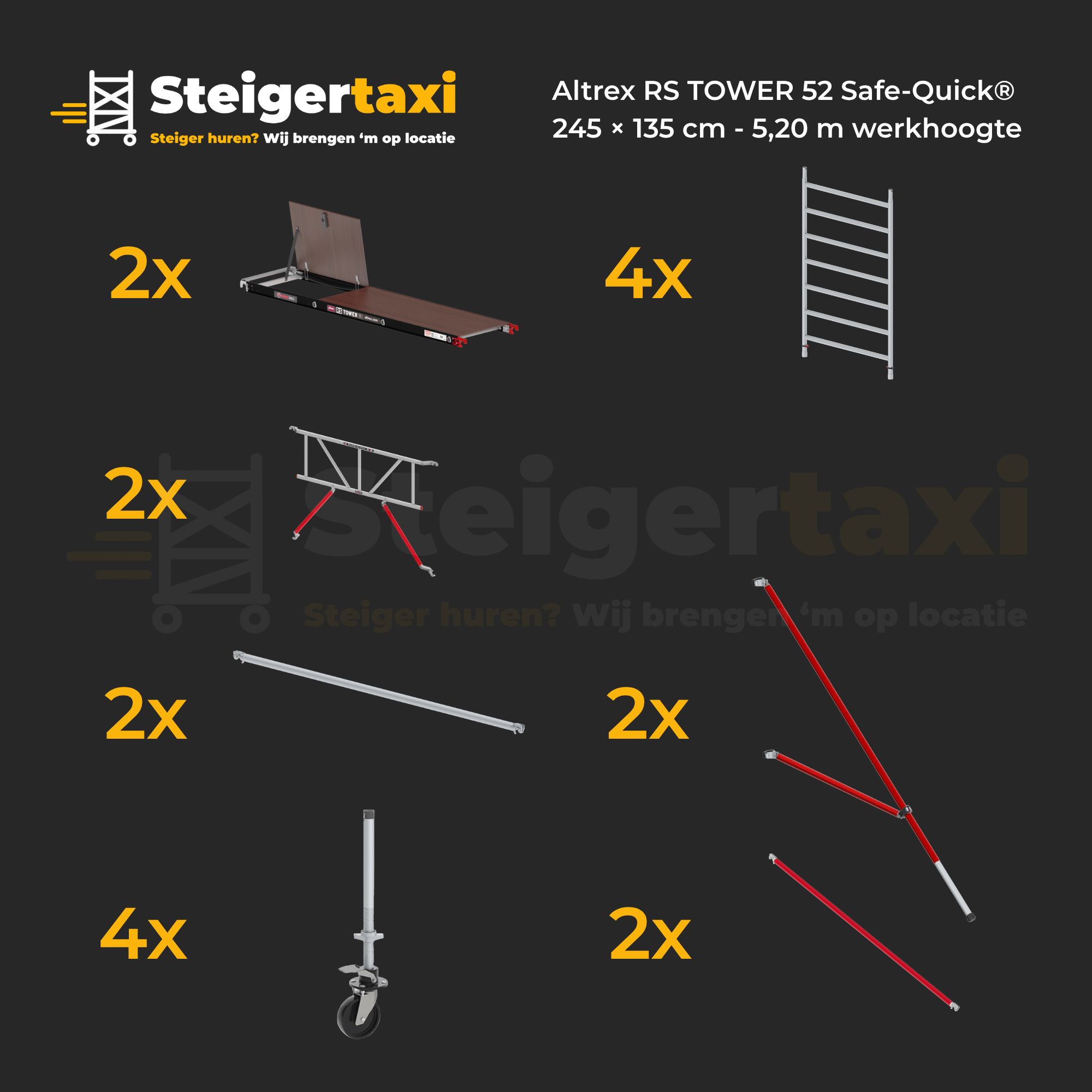 Altrex RS TOWER 52 Safe-Quick® Rolsteiger huren - 245 × 135 cm - 5,20 m werkhoogte