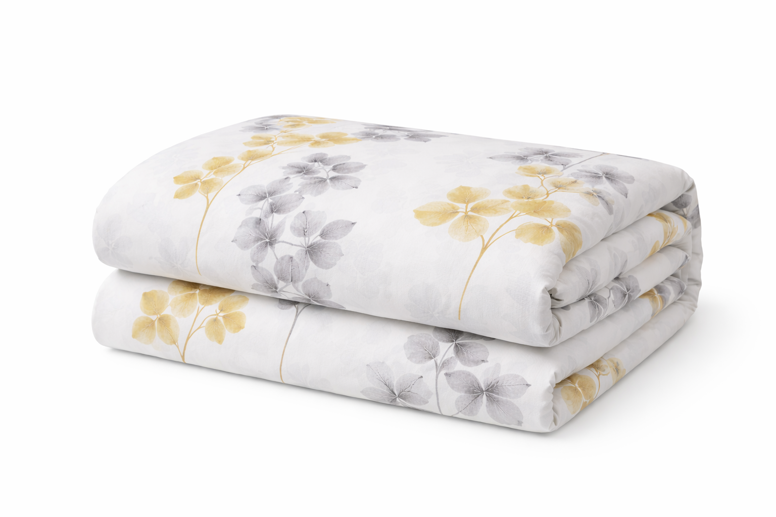Підковдра  ранфорс принт  "Жовті, сірі квіти на білому"