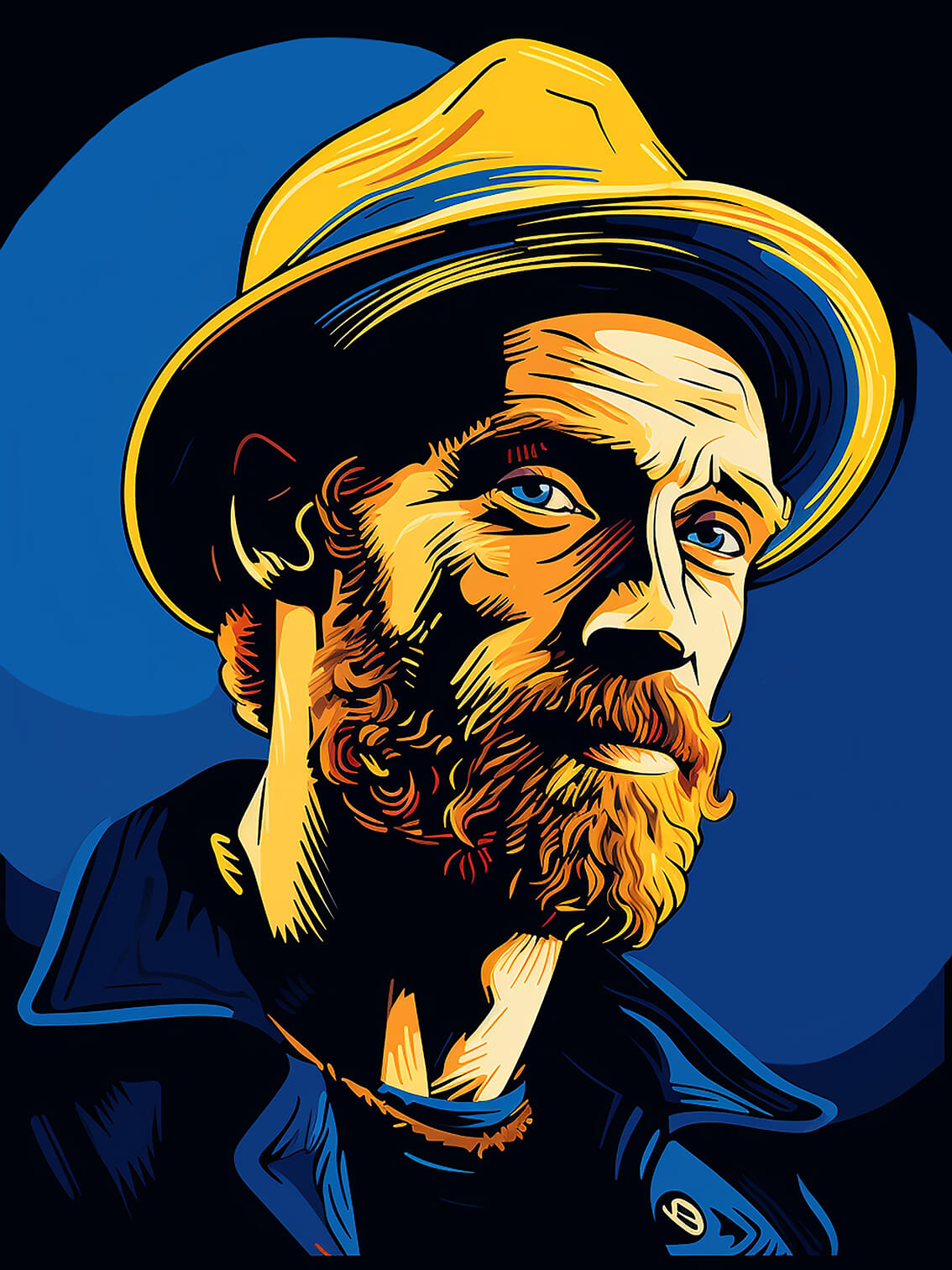 Portrait of Van Gogh II, 80x60 cm, original acrylic painting on canvas