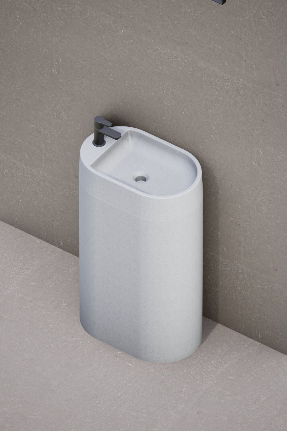 Підлоговий умивальник (раковина) бетонний, овальний, 550х350 мм