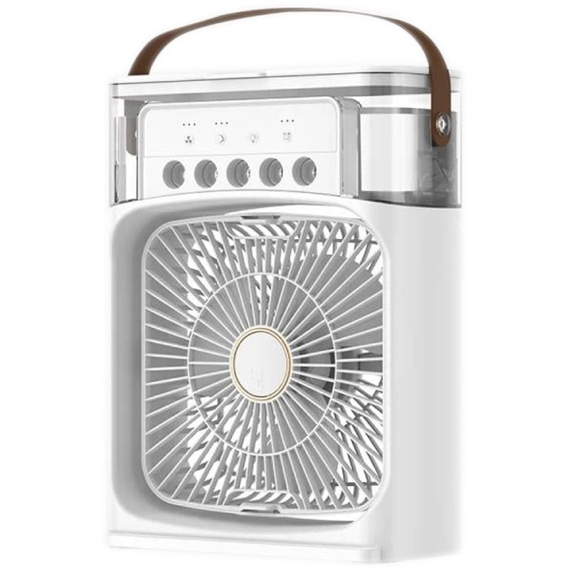 Настільний вентилятор Mini Cooling Fan зі зволожувачем повітря та світлодіодним підсвічуванням White