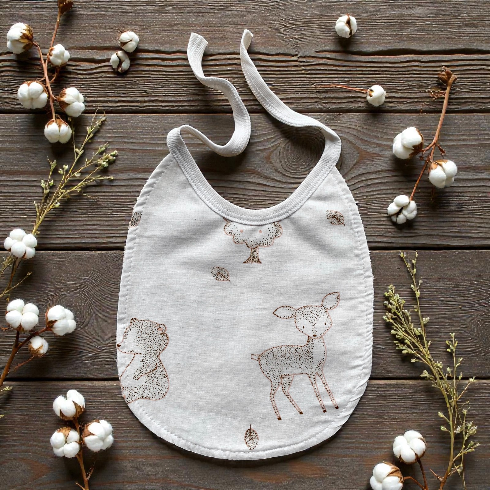 Непромокаючий слинявчик на завязках Лісові звірі