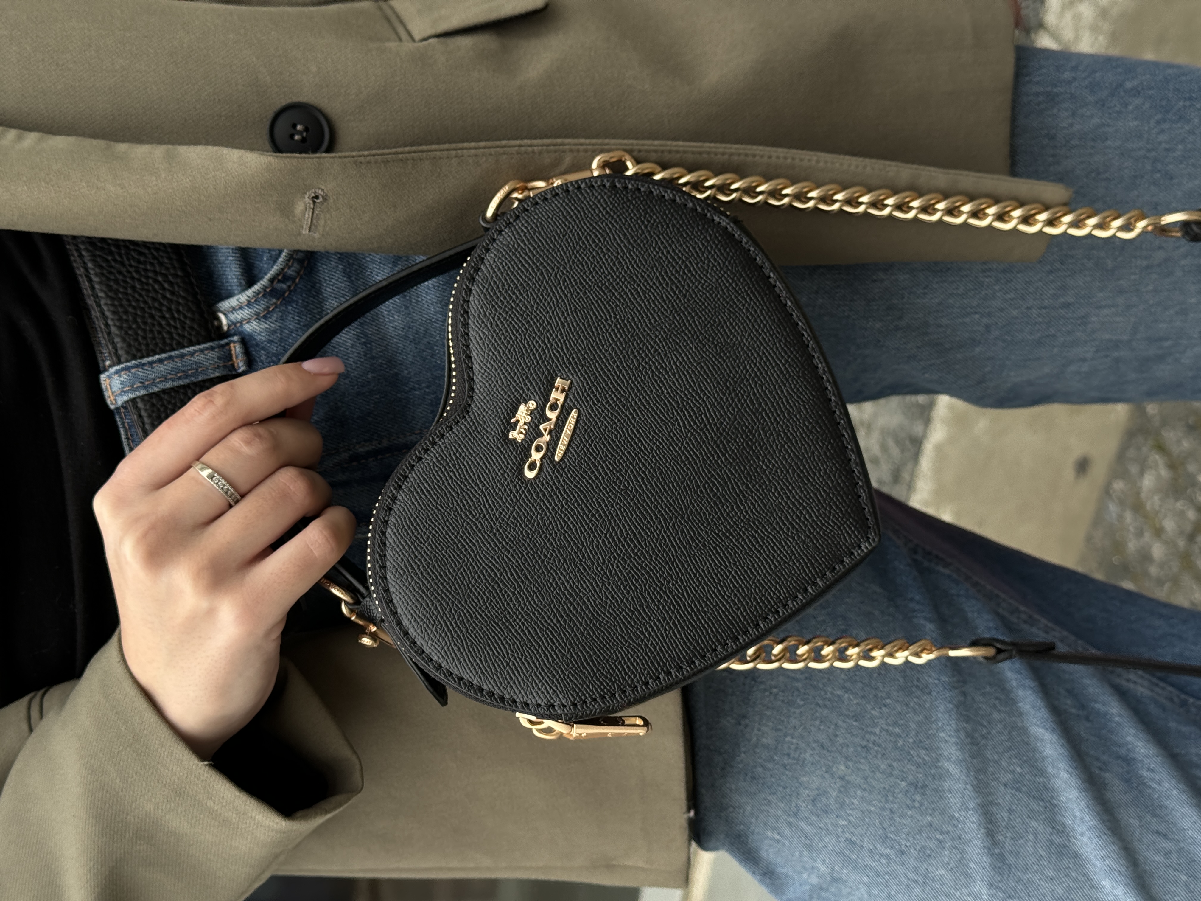 Coach Valentine's Black Crossgrain Leather Heart Crossbody Bag