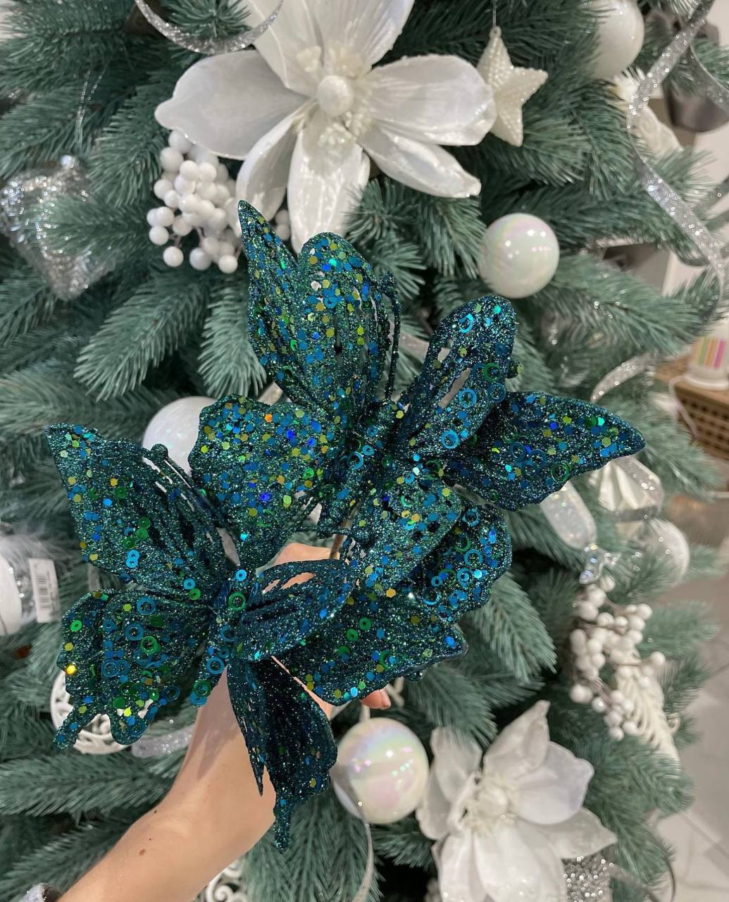 Ялинкова прикраса на кліпі Метелик, 17 см