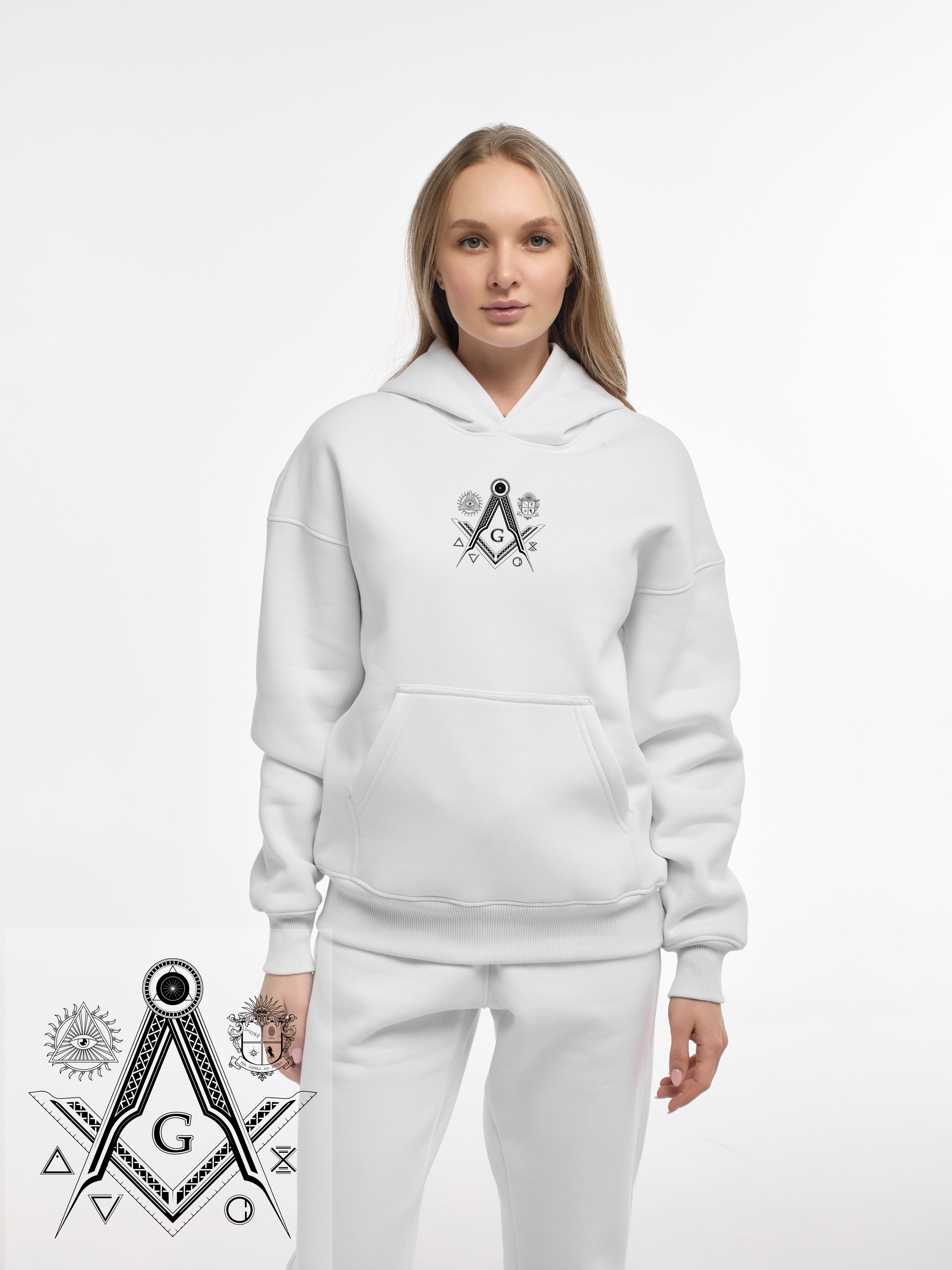 HOODIE "FREEMASONRY" | POCKET | WHITE EMOTION | XH1