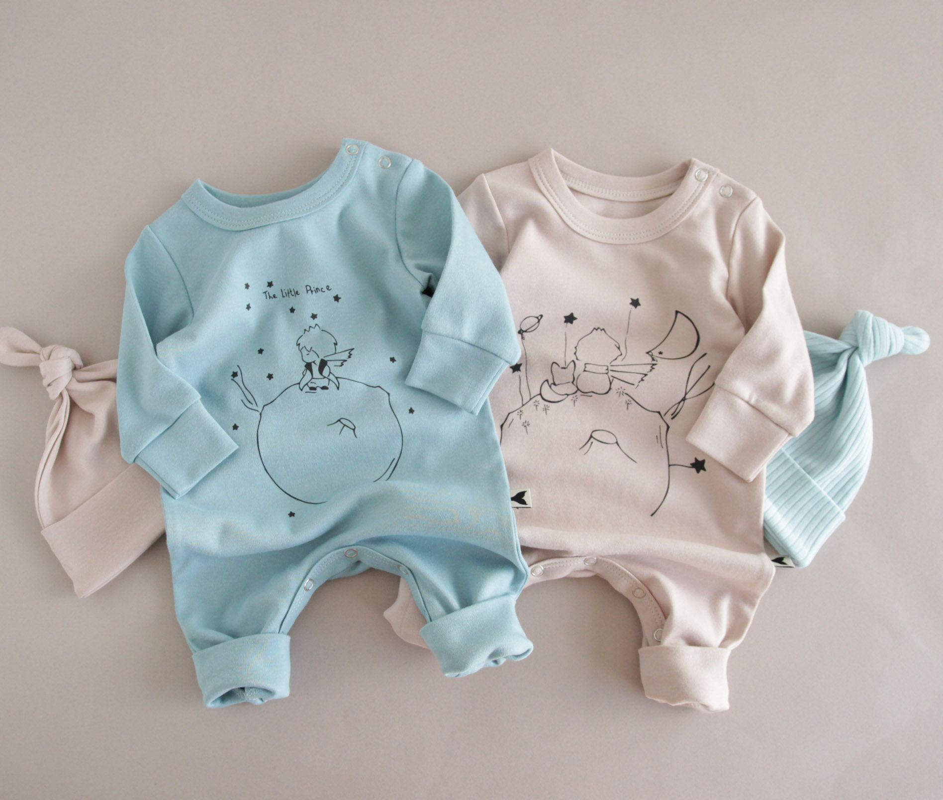 Комплект ромперів з Маленьким Принцем та шапочка Блакитний