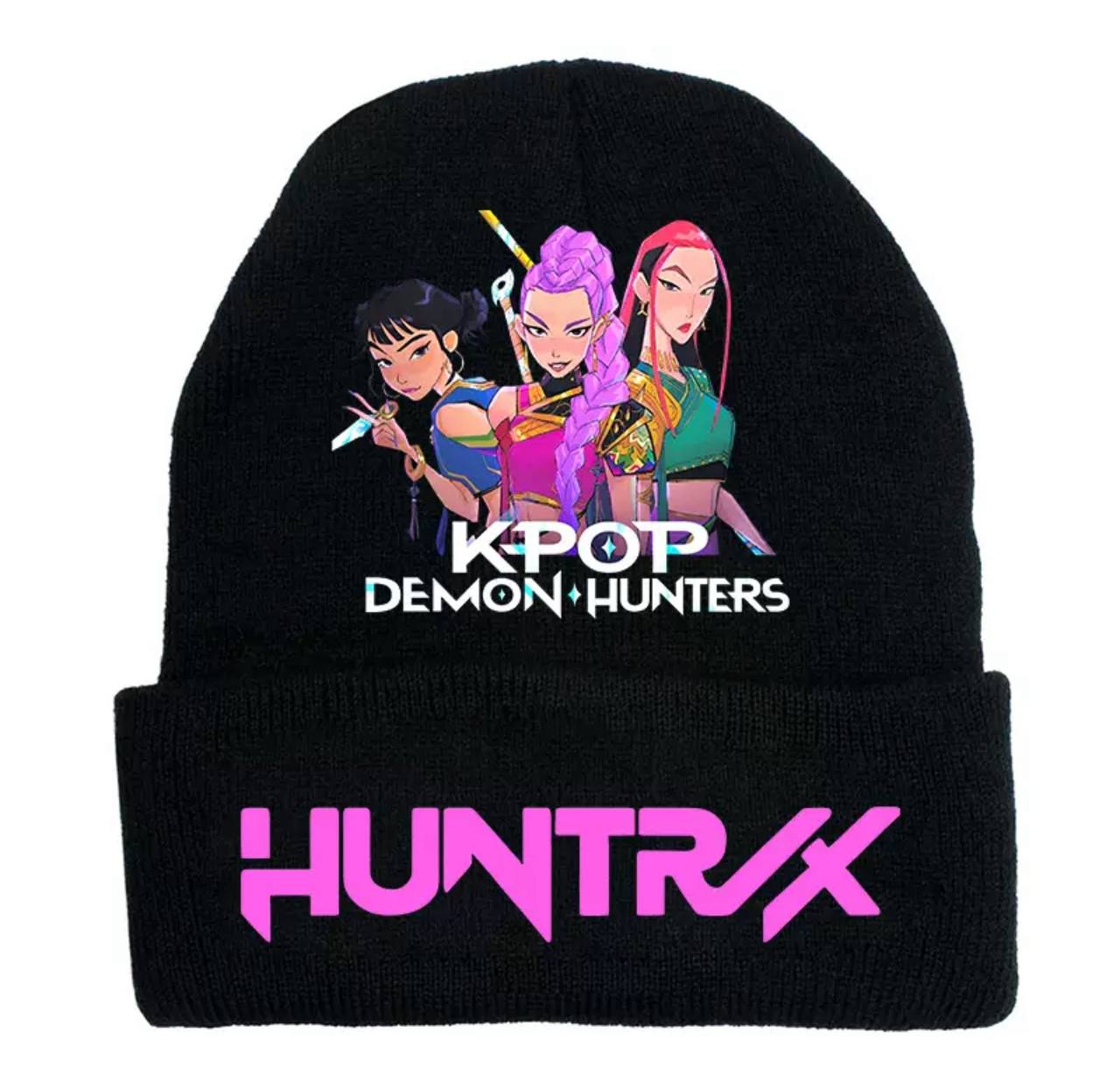Шапка з написом HUNTRX, K-pop Demon Hunters, Кпоп мисливиці на демонів, чорна