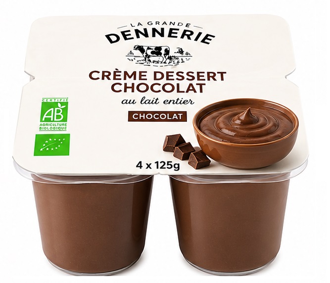 Crème dessert chocolat bio fermier (4 x125g)