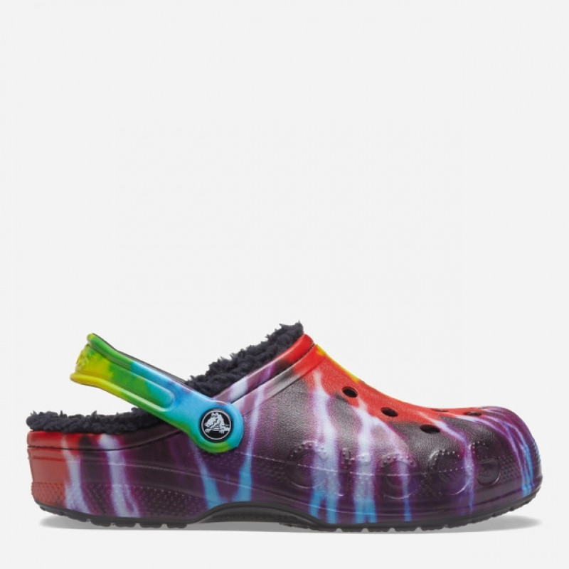 Crocs Baya Lined Tie dye Сабо Крокси чоловічі / жіночі утеплені мультиколір / чорні