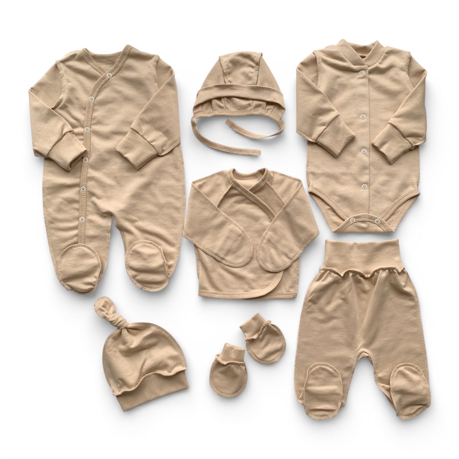 Комплект 7-ми предметний утеплений однотонний бежевий футер 56