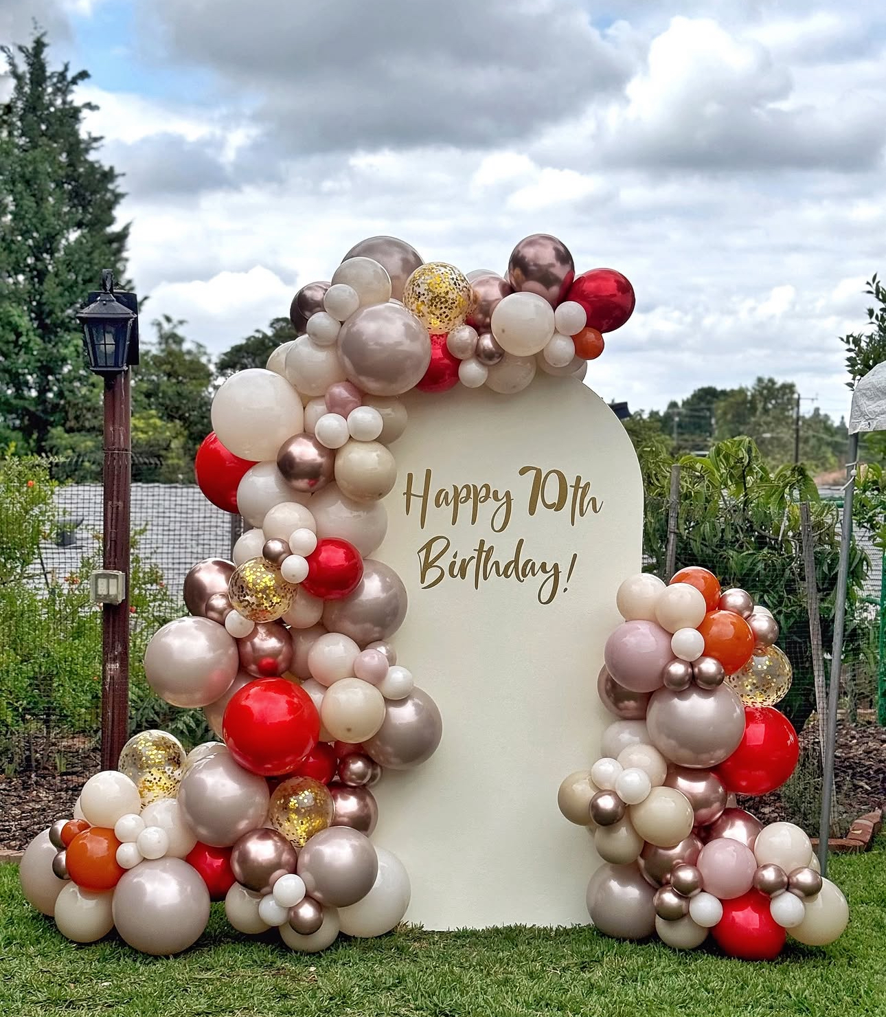 Birthday Balloon Backdrop with Custom Sign