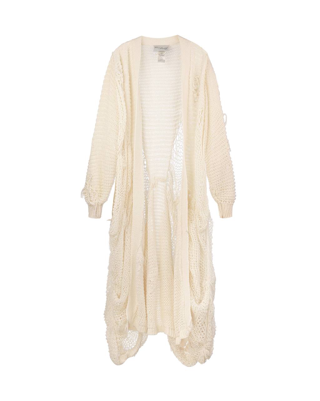 Wool blend combination knit cardigan