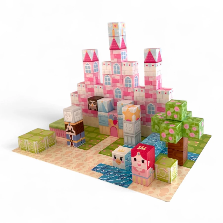 Рожевий Замок 101 дет. - Магнітний конструктор Onshine | Дитячій магнітний конструктор в стилі Minecraft