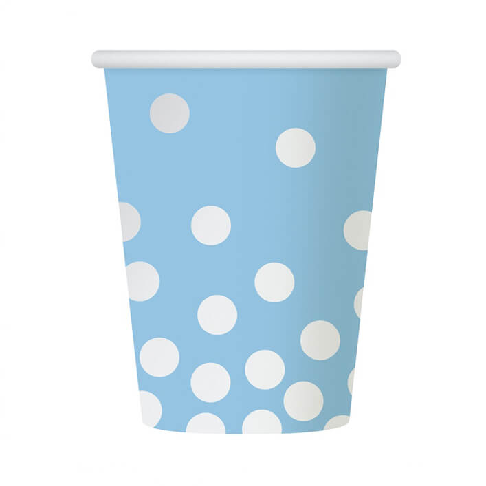 Стаканчики блакитні в срібний горох 6шт