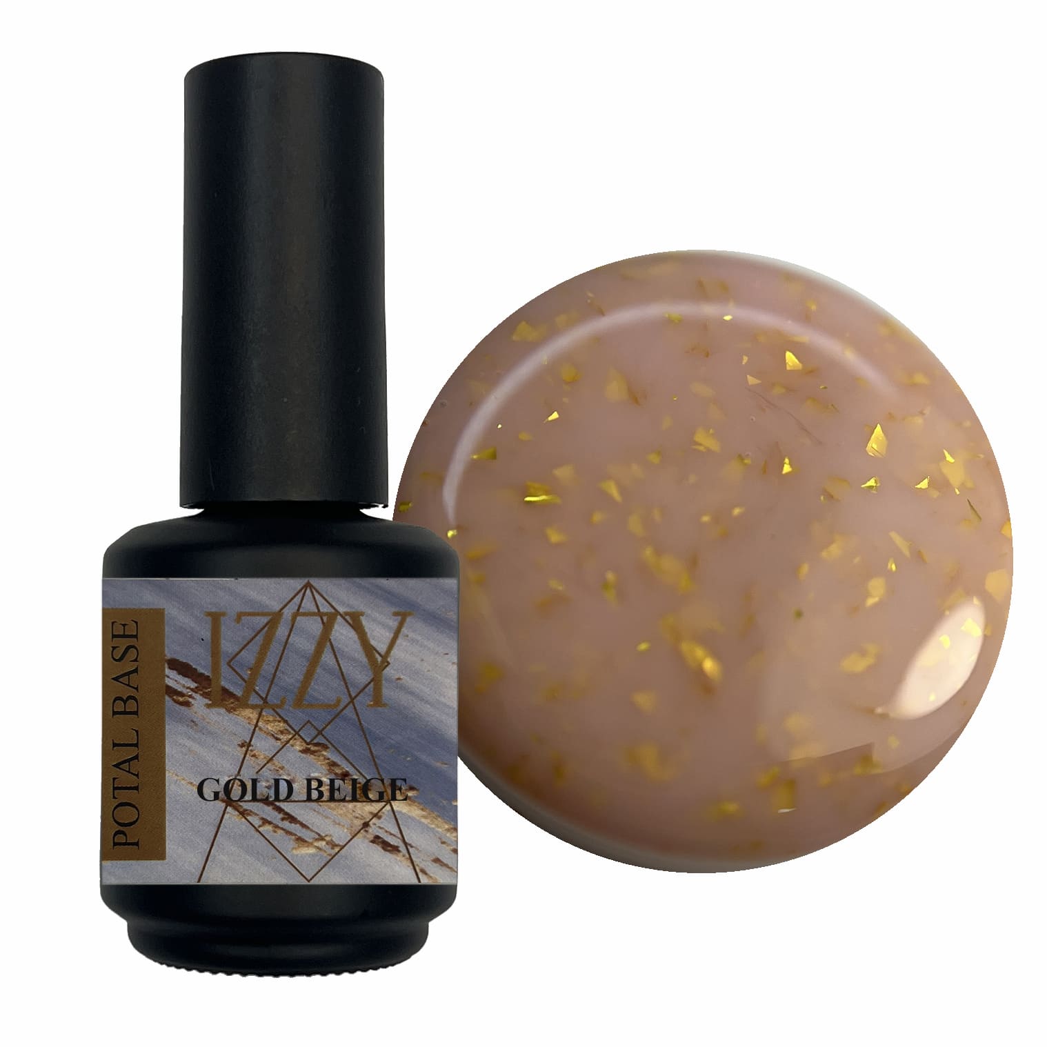 Бежева камуфлююча база з поталлю для манікюру Izzy Gold Beige,15мл