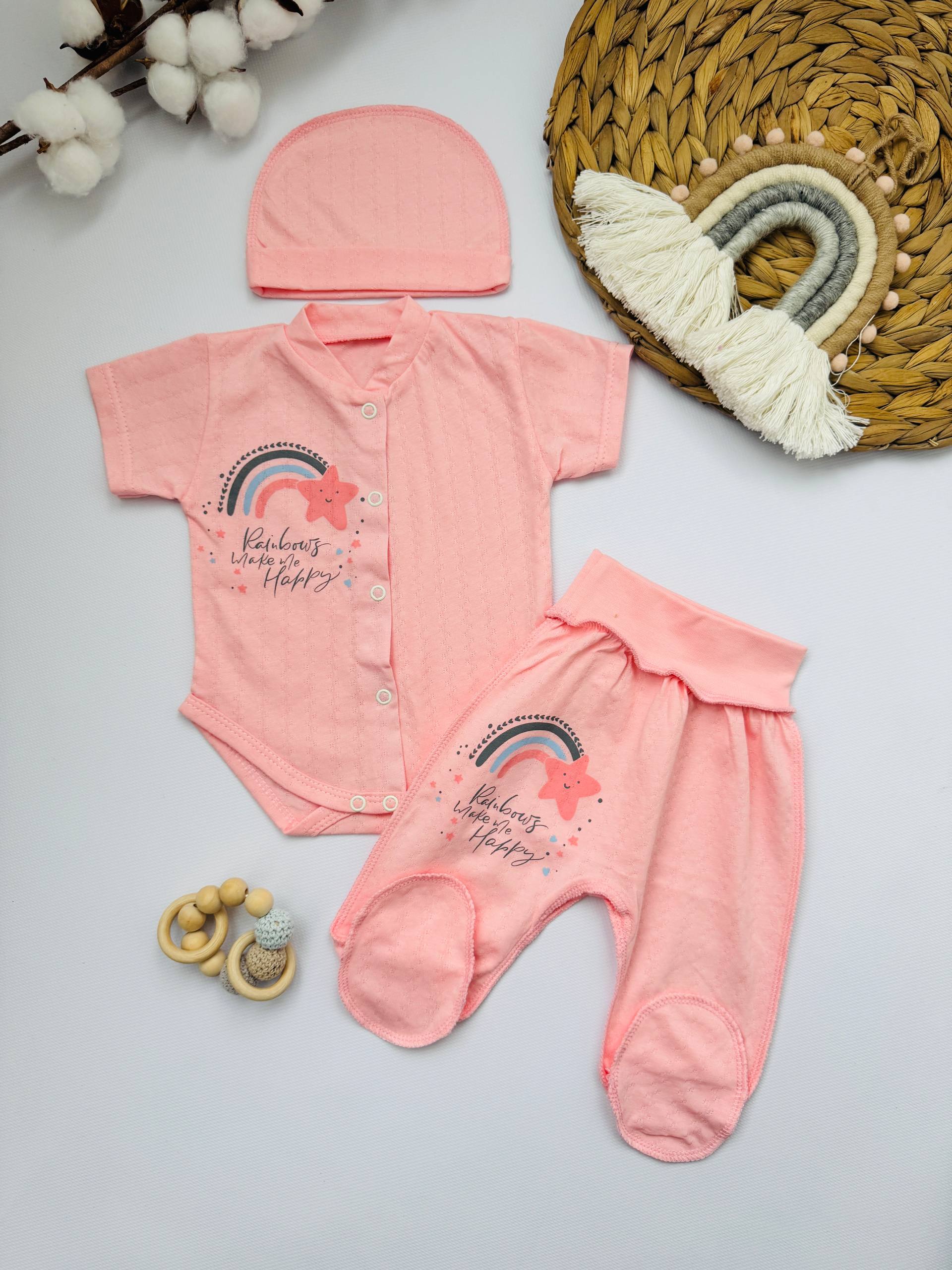 Комплект для новонародженого 👶 Боді + Повзунці + Шапочка з мультирипу