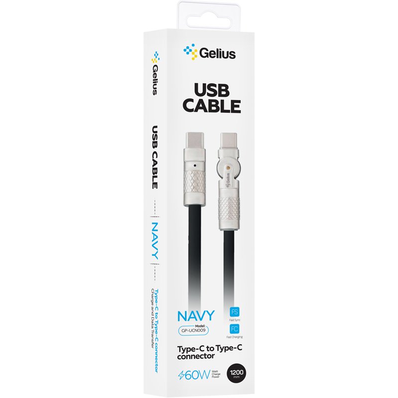 Кабель USB Gelius NAVY GP-UCN009 Type-C to Type-C (1,2m) (60W) Black