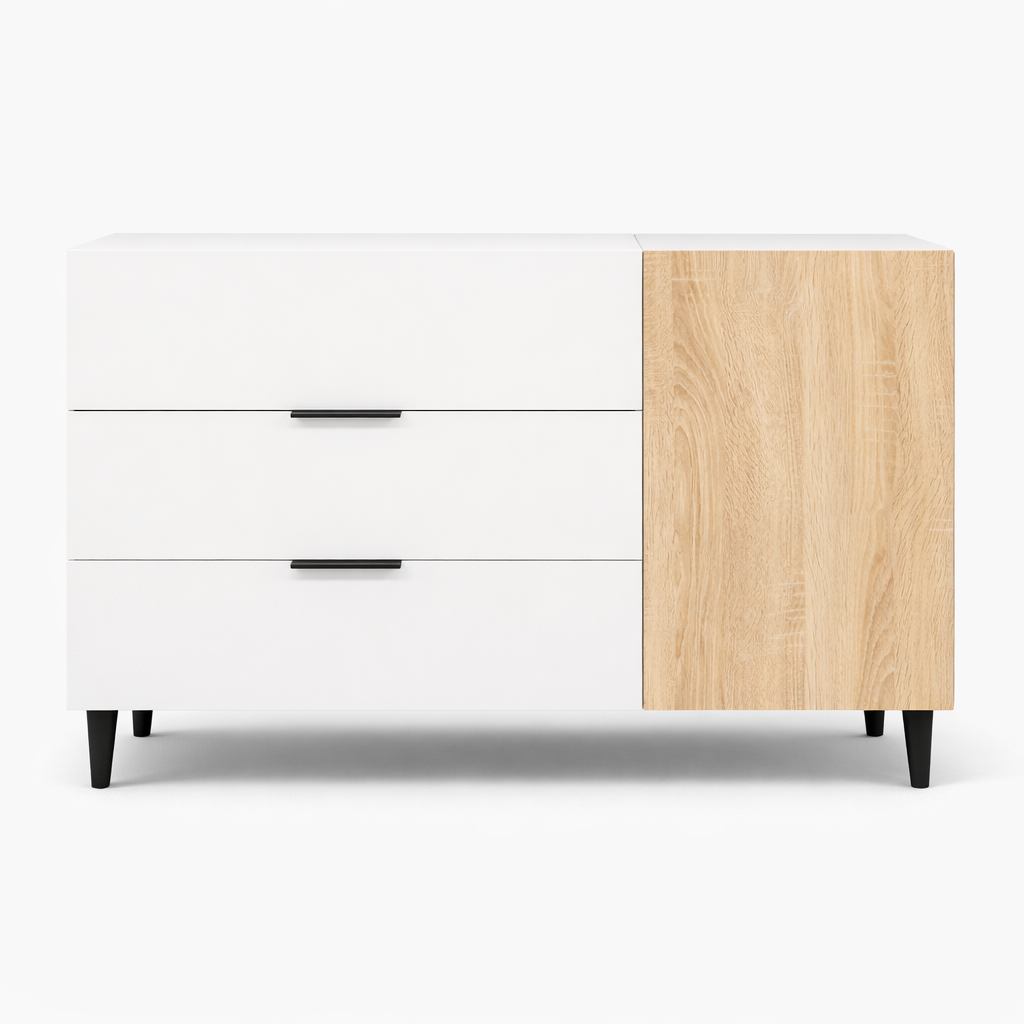 Комод на ніжках з трьома шухлядами та дверцятами