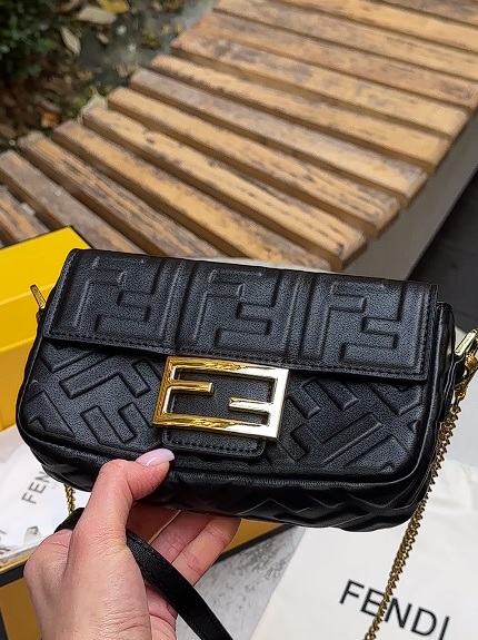 Fendi Baguette Mini Black Leather Bag