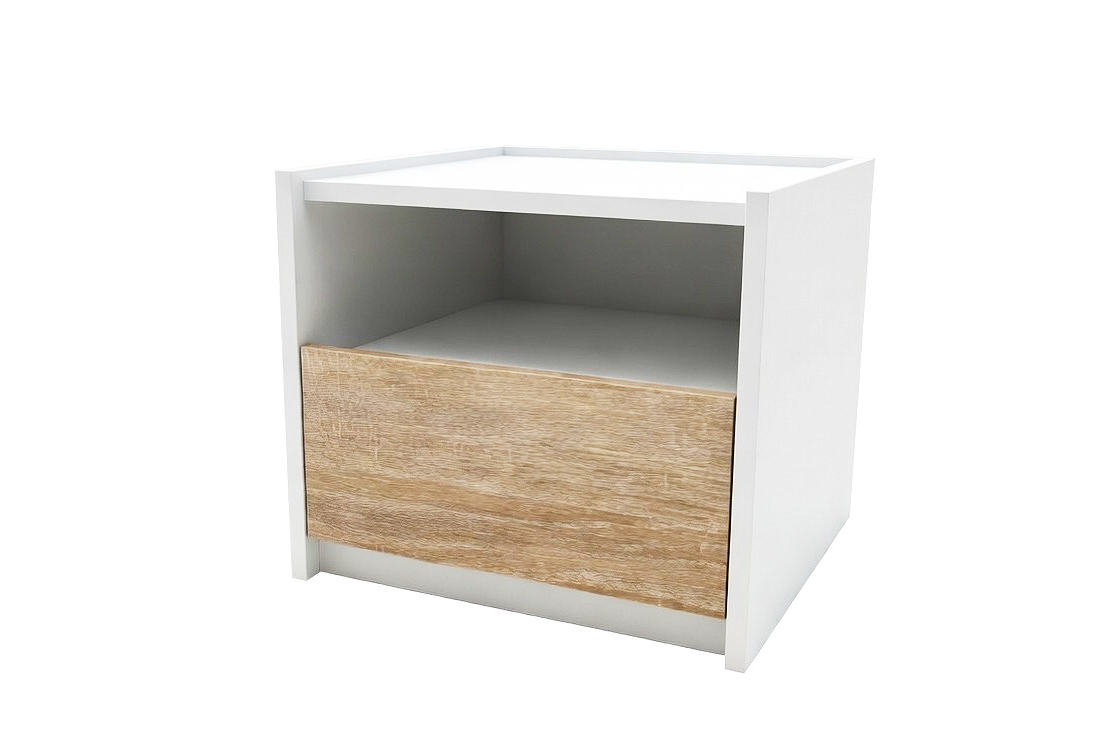 Приліжкова тумба з висувною шухлядою та відкритими полицями