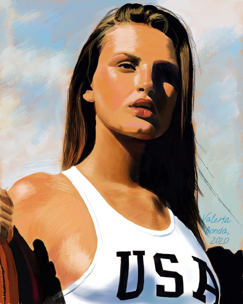 "Challenge". Original digital print by Valeria Bonda, printed on a hoodie (unisex)