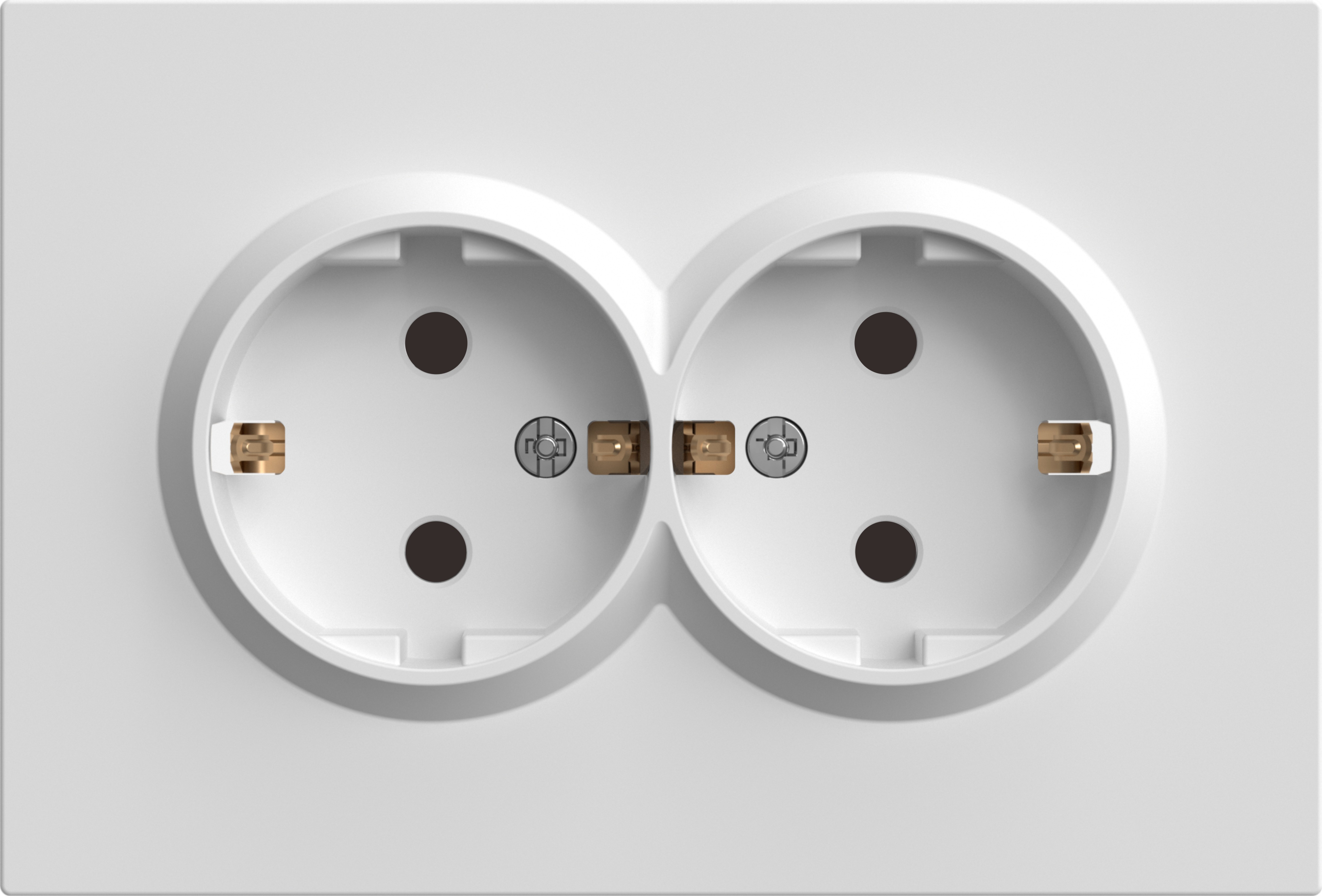 ER122-W розетка подвійна із заземленням білий 16А Soft