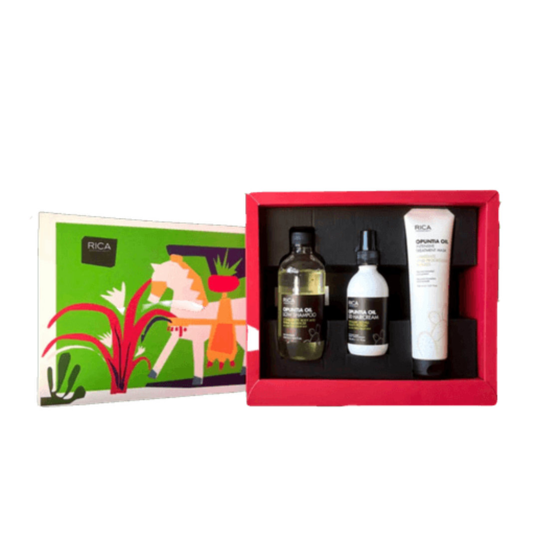 Подарунковий набір для догляду за волоссям з олією опунції Gift Pack Opuntia Oil A: шампунь, інтенсивна маска та незмивний крем (250+250+150 мл)