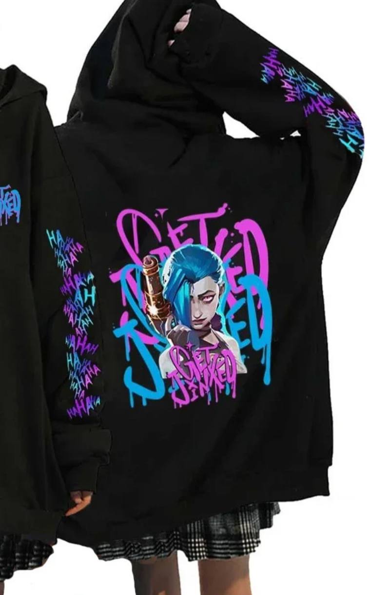 Кофта Худі з принтом Jinx з Arcane, Аркейн