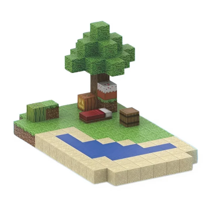 Лісовий Куточок з Озером 128 дет. | Дитячій магнітний конструктор в стилі Minecraft