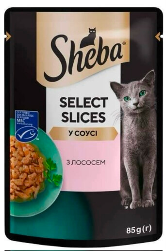 Шеба пауч з лососем в соусі 85г