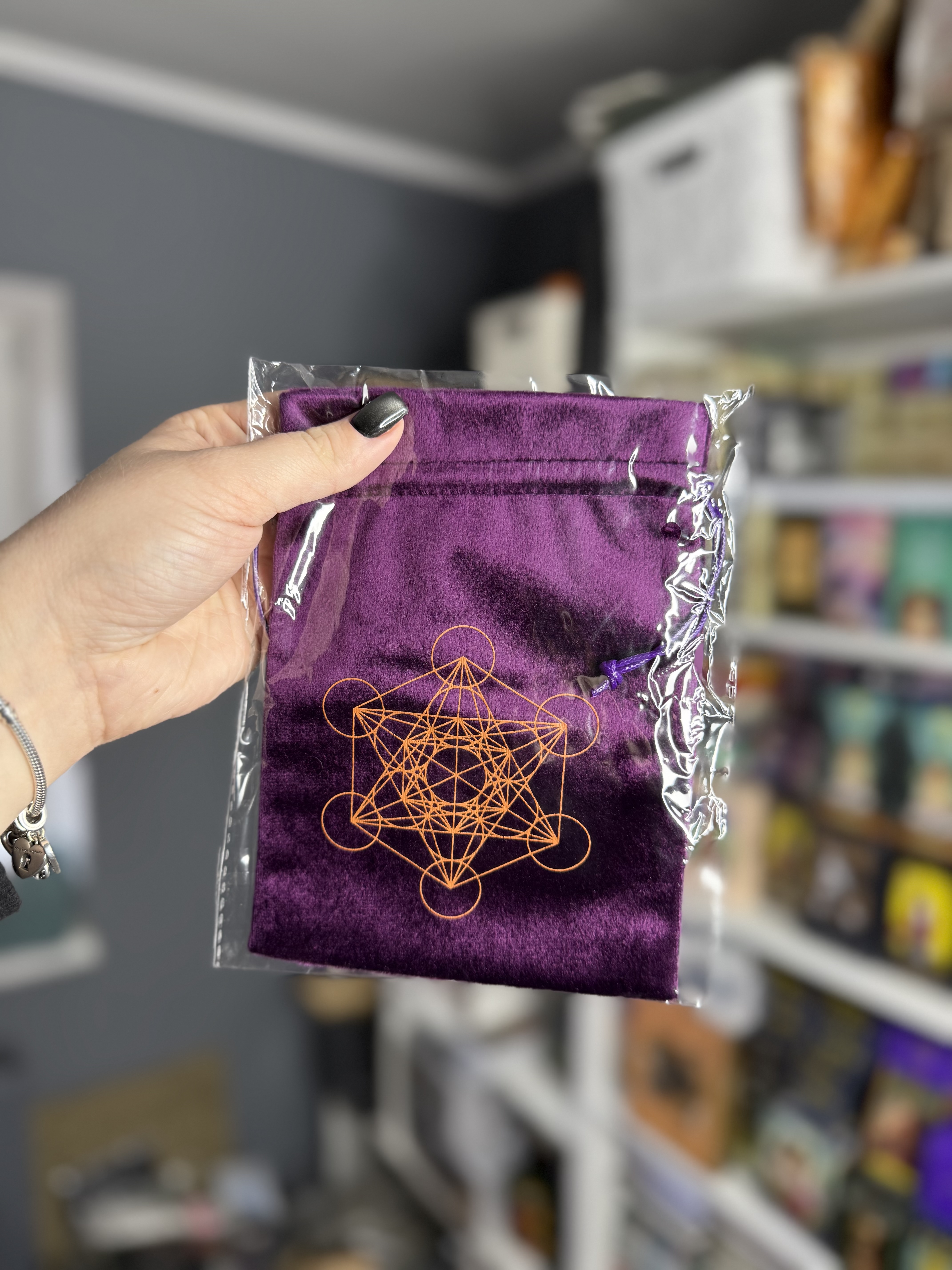 Оксамитовий мішечок для карт Таро "Метатрон бордовий"