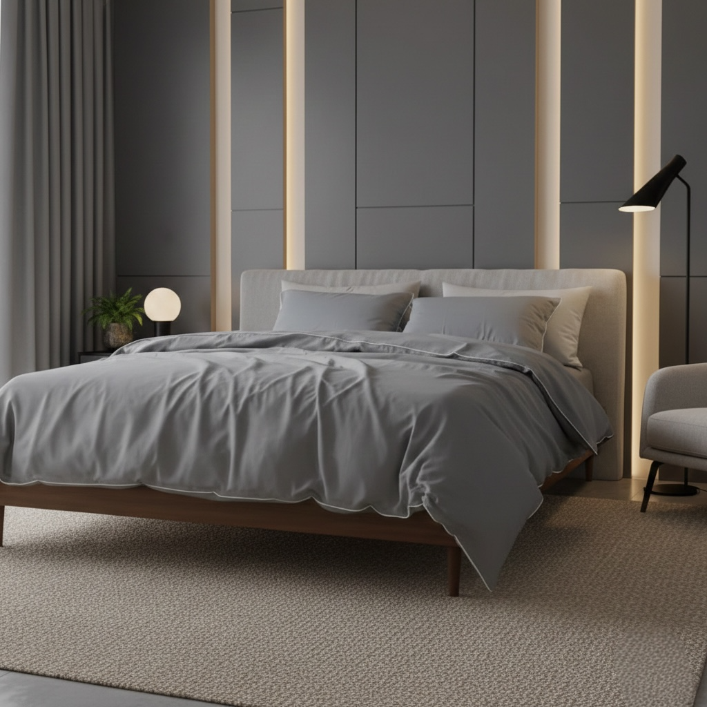 Постільна білизна з вареної бавовни, колір Сірий