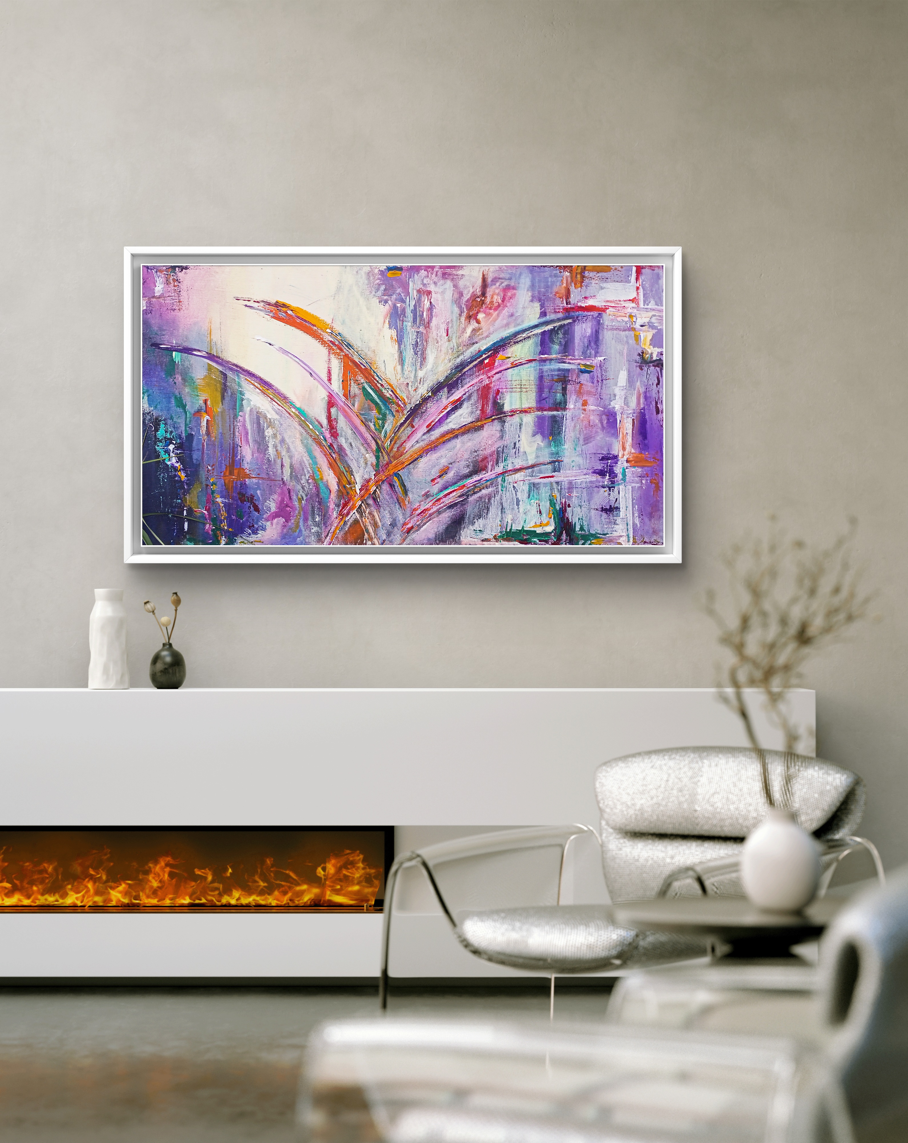 Абстрактний пейзаж  на холсті "Зимовий павич"