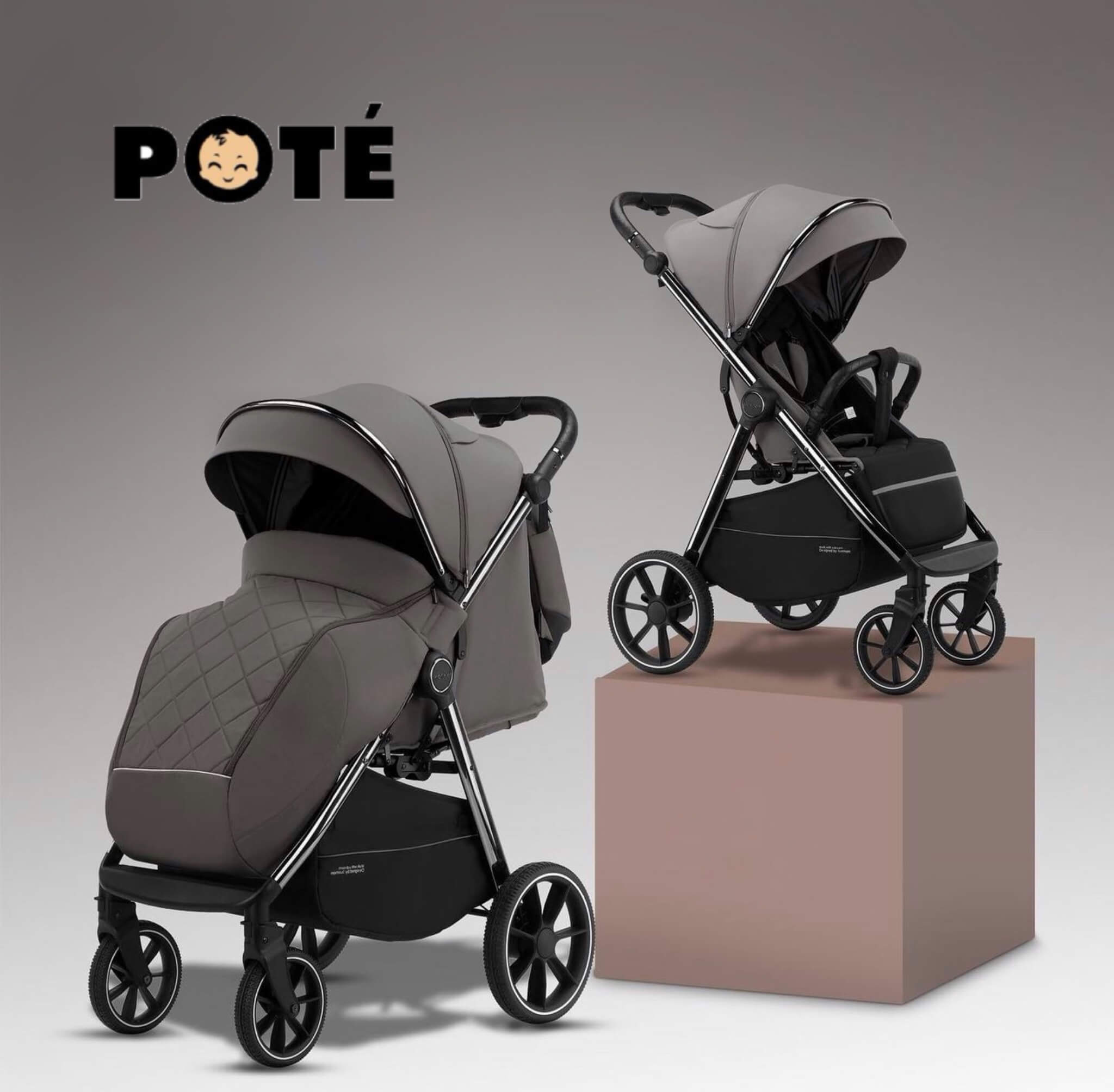 Всесезонна прогулянкова коляска POTÉ LUXMOM темно-сіра
