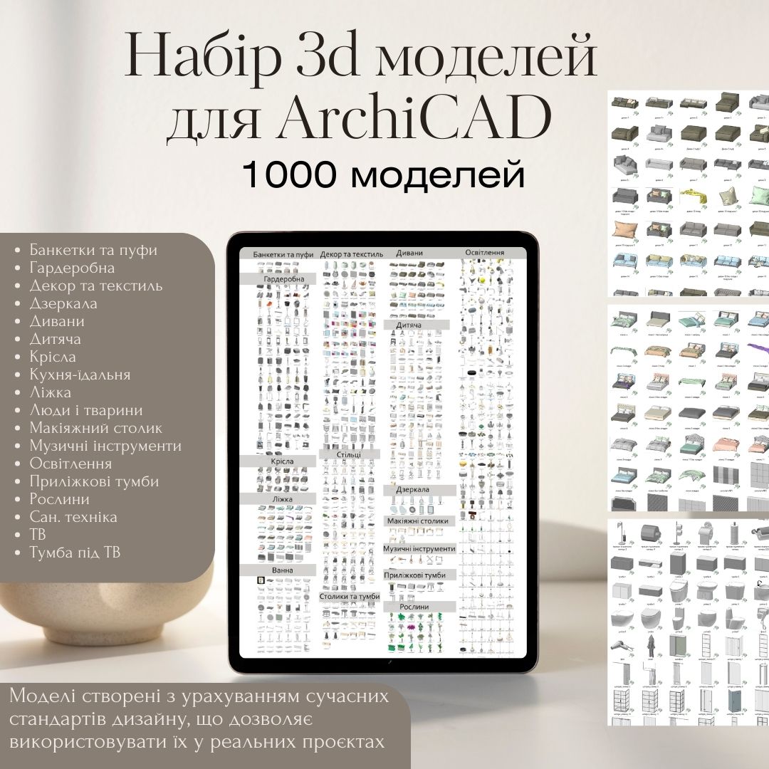 Набір 1000 моделей для ARCHICAD
