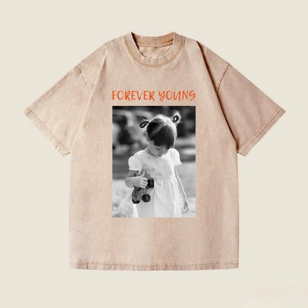 ФУТБОЛКА ОВЕРСАЙЗ ВАРЕНА БЕЖ З ПРИНТОМ  "ДИТЯЧЕ ФОТО"