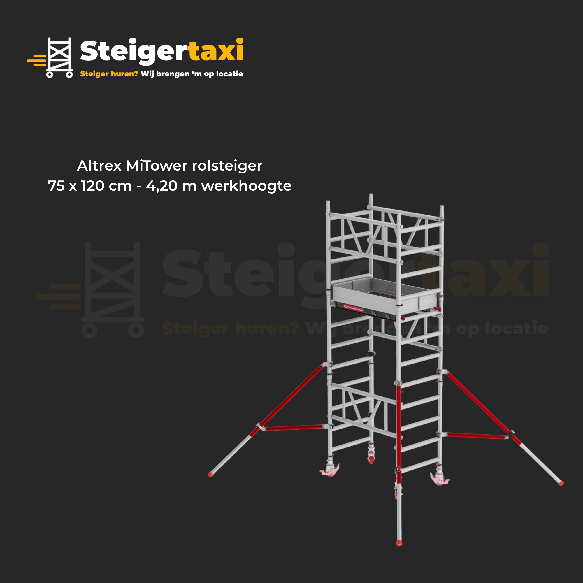 Altrex MiTower rolsteiger huren 75 x 120 cm - 4,20 m werkhoogte