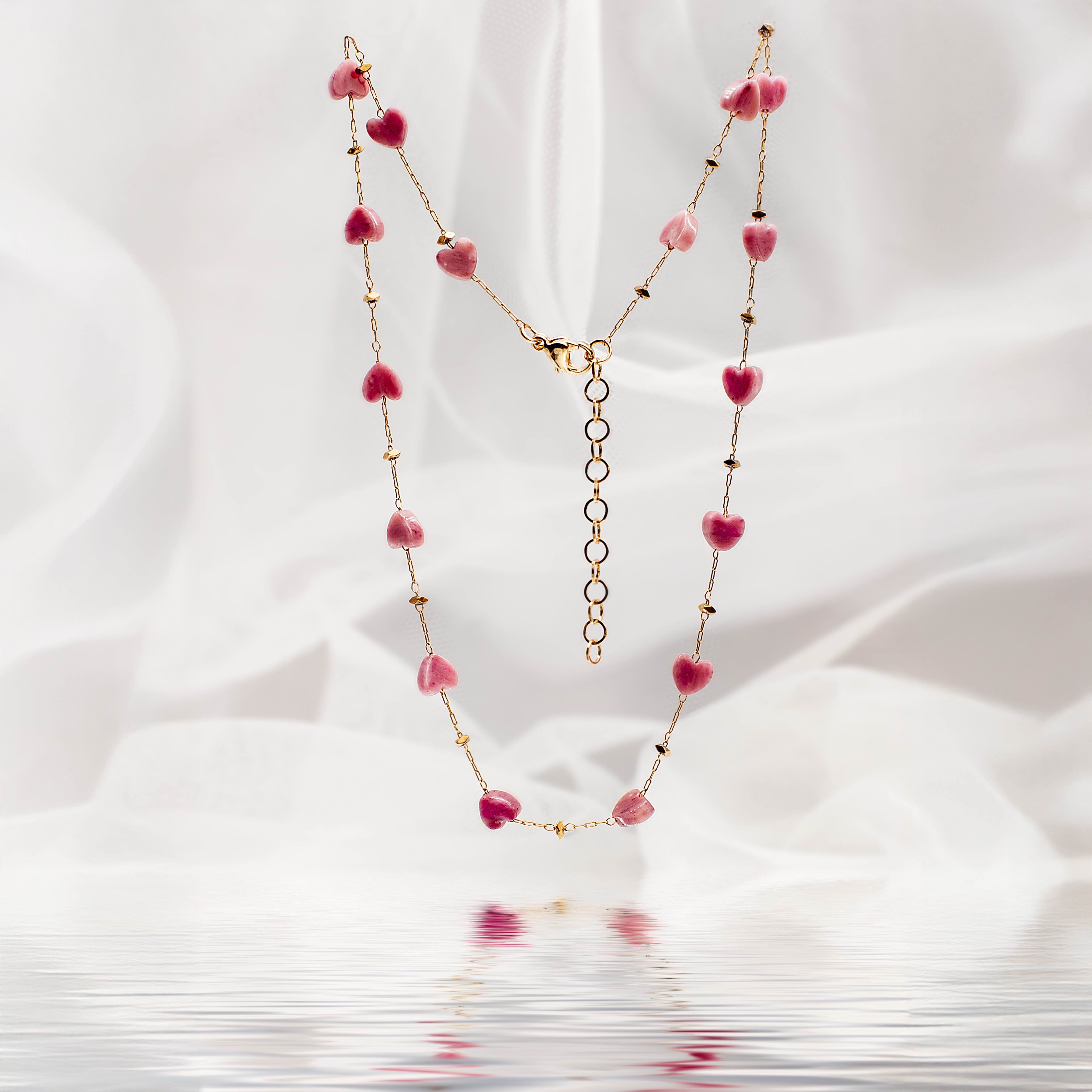 Rhodonite hearts necklace