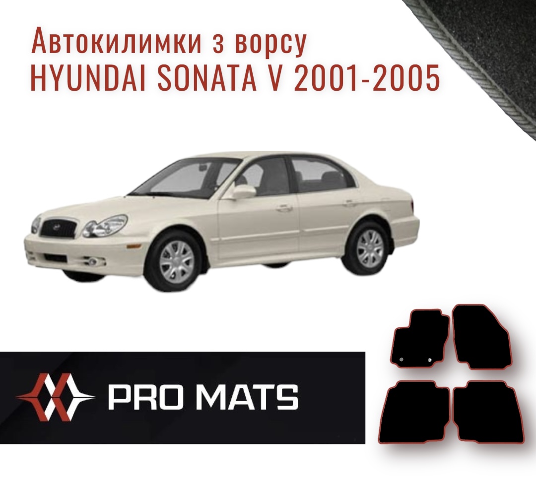 Килимки з ворсу на Hyundai Sonata V 2001 - 2005  