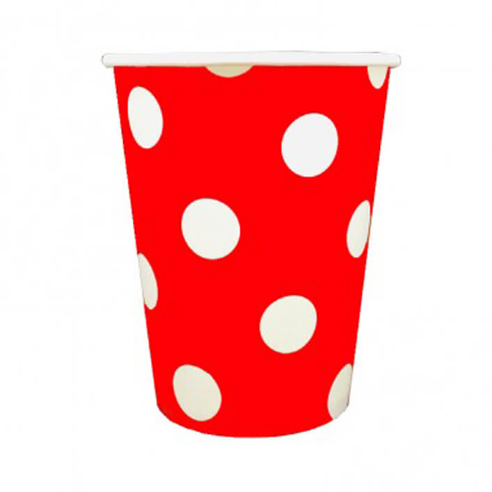 Стаканчики червоні у білий горох 8шт
