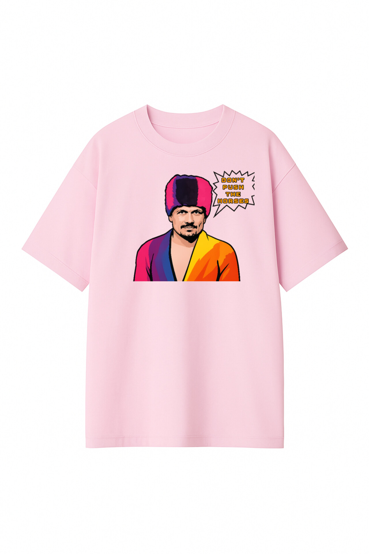 ФУТБОЛКА РОЖЕВА ОВЕРСАЙЗ З ПРИНТОМ "УСИК МЕМ"