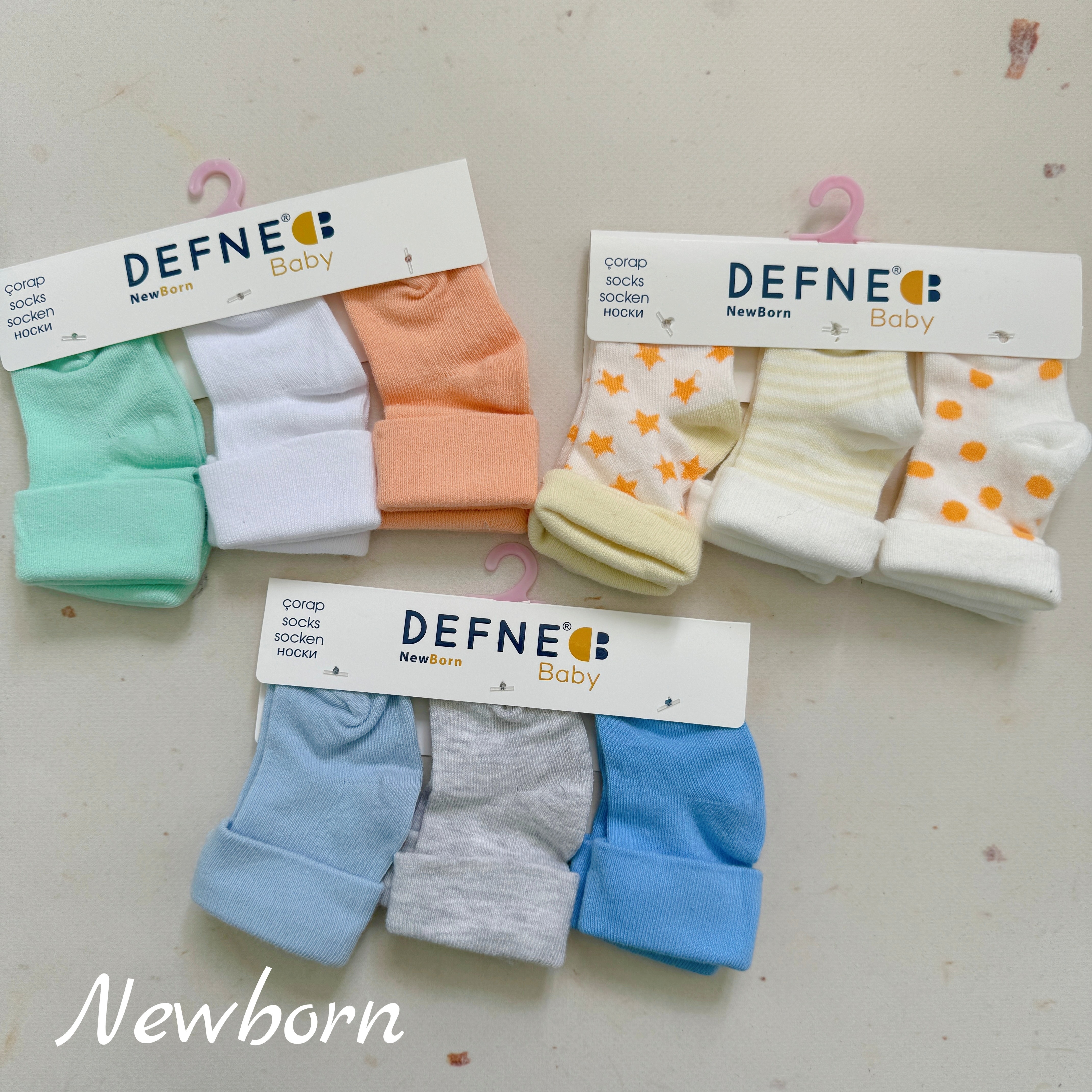 Носочки для новонароджених з відворотом 3 шт