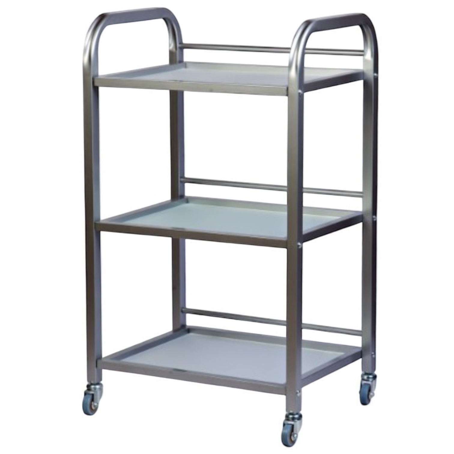 Візок косметологічний маніпуляційний з трьома полицями,сріблястий