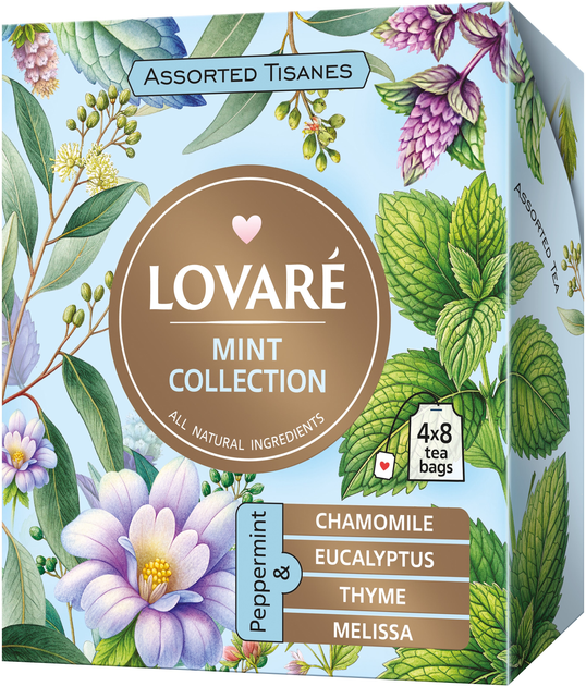 Колекція трав’яного чаю Lovare Tisanes Mint Collection 4 види по 8 пакетиків