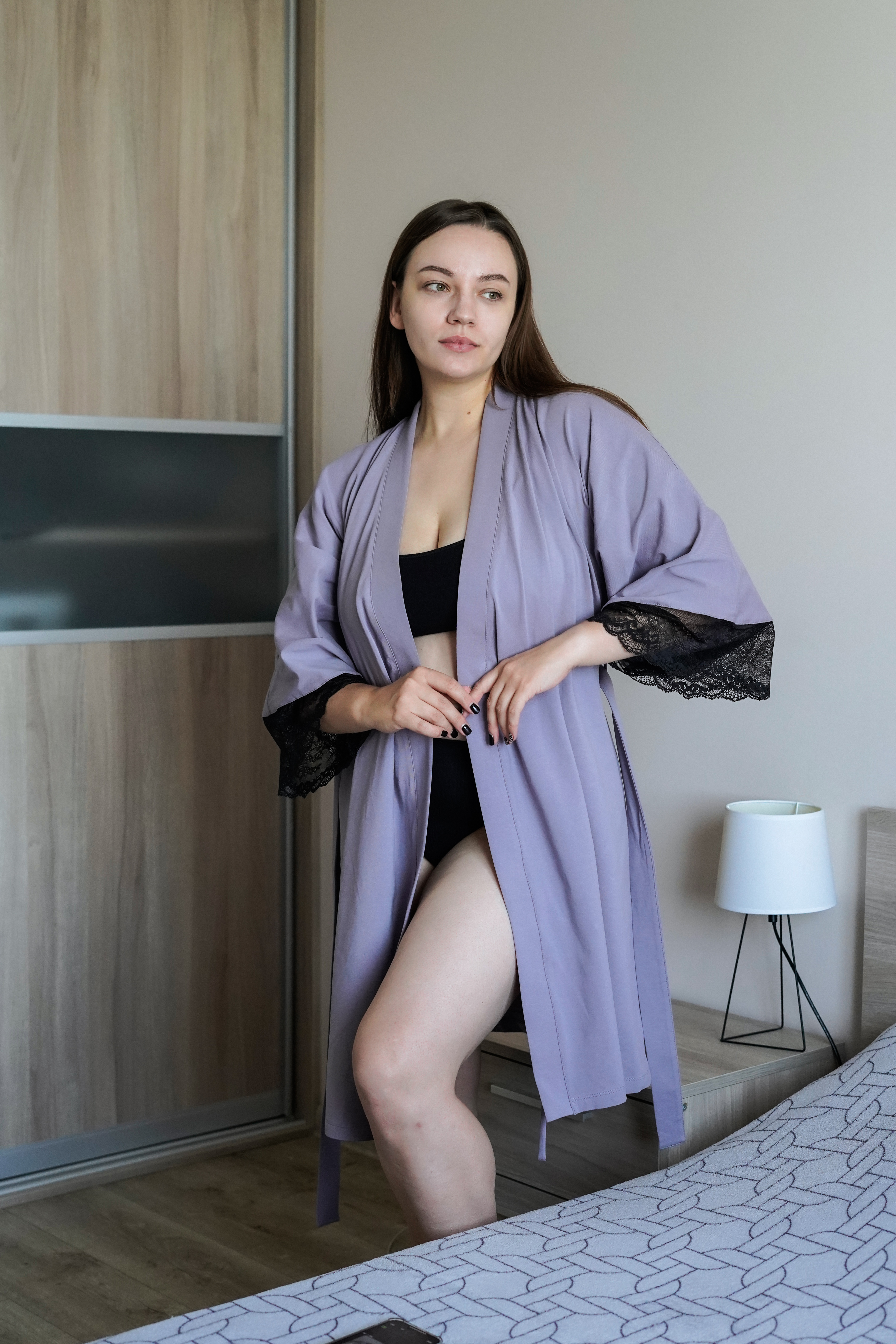 Халат з колекції Romantic. Сірий