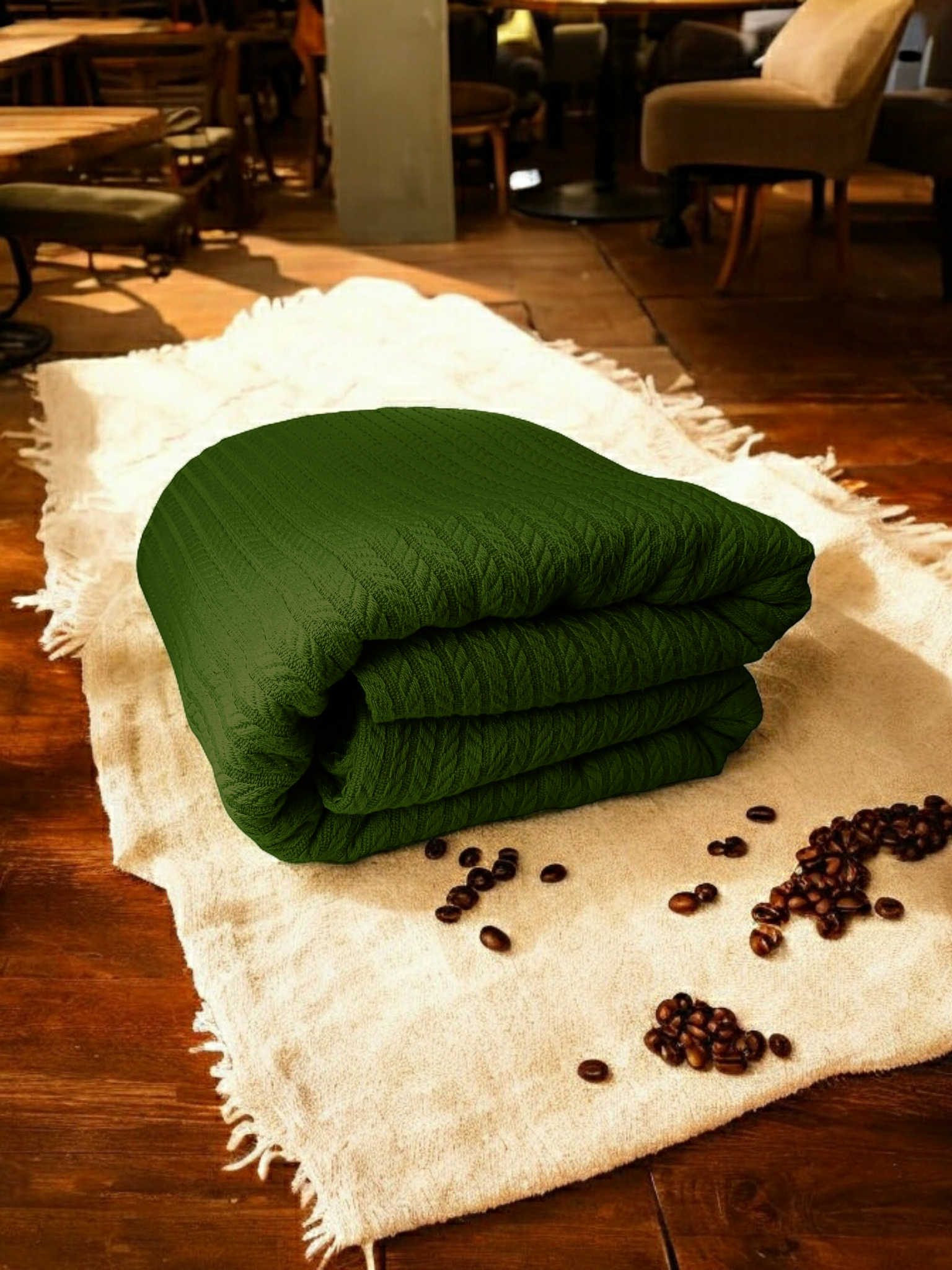 Покривало бавовняе  на ліжко  піке "косичка" хакі